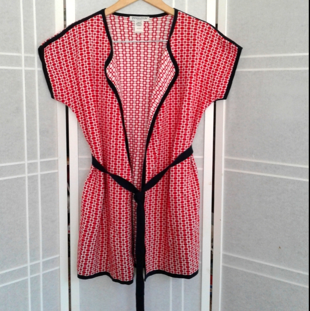 Pendelton red white cotton sweater cardigan